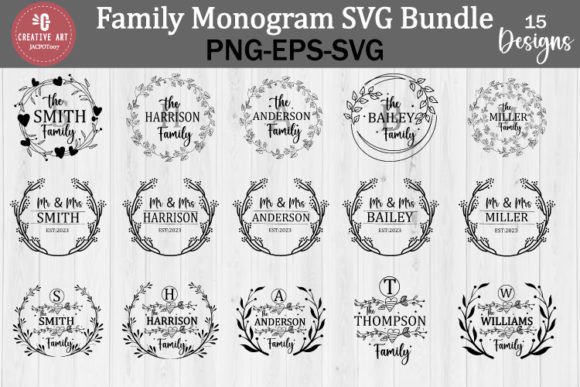 Family Monogram Bundle SVG for Crafts and Graphics