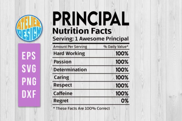 Principal Nutrition Facts Svg Graphics for Crafts